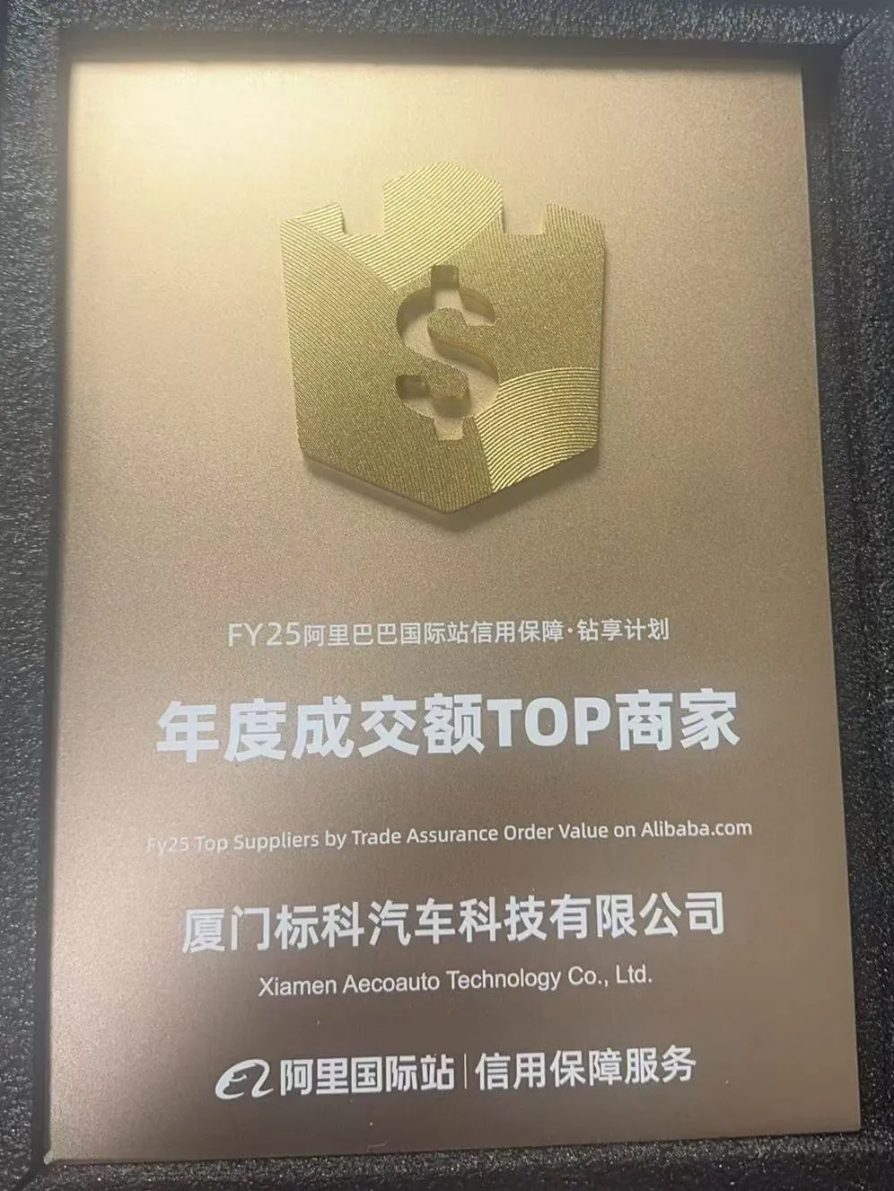 Grattis till Xiamen Aecoauto Technology Co., Ltd. för att bli FY25 toppleverantörer genom handelsförsäkringsordervärde på alibaba.com